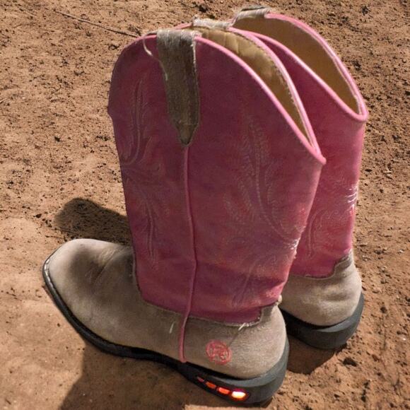 ROPER Kids Western Dazzle Light Up Cowboy Boots Pink & Tank Girls Size 2 - Picture 8 of 8